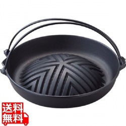 岩鋳 焼肉ジンギスカン鍋 (ツル付) 23-006 29cm ガス火専用 南部鉄器 写真1