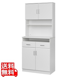 レンジ台 食器棚 幅78cm 高さ181cm ホワイト 白単色 キッチン 家電 収納 シンプル キッチン収納 ベアルモ 写真1