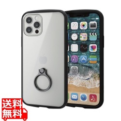 iPhone12 iPhone12 Pro ケース カバー フレームカラー リング 耐衝撃 TPU 背面 クリア 硬度8H 薄型 スリム 軽い スタンド ポリカーボネート ブラック 写真1