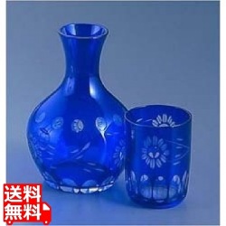 ガラス花切子水瓶 ルリ HN-40BL 写真1