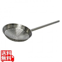 ステンレス 一体型 角柄網ひしゃく直径30cm×柄長40cm 写真1