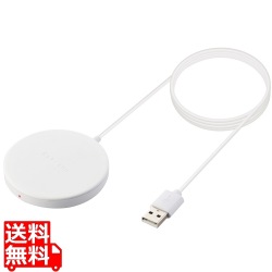 ワイヤレス充電器 5W マグネット内蔵 卓上 ケーブル一体型 iPhone Airpods 1m ホワイト 写真1