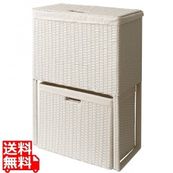 ラック チェスト ランドリー 2段式 ラタン 軽量 幅50 高さ80 RB-500 アイボリー 宮武製作所 | 大容量 写真1