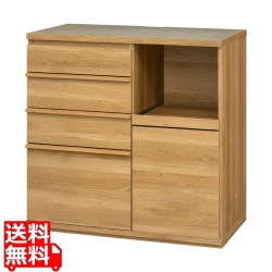 キッチンカウンター レンジ台 食器棚 白井産業 幅90cm 高さ90cm 引出4段 コンセント付 メラミン天板 キッチン 家電 収納 コモピア CMA-9090SLNA 写真1