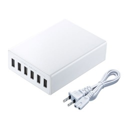 USB充電器(6ポート・合計12A・ホワイト) 写真1