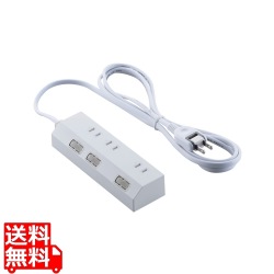 個別スイッチタップ/雷サージ付き/ホコリシャッター付き/3個口/2m/ホワイト 写真1