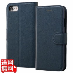 iPhone SE(第2世代)/8/7 手帳 シンプル マグネット/ダークネイビー 写真1