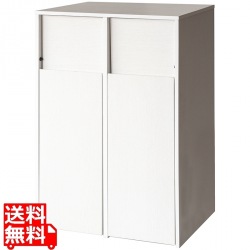 キャスターボックス 2分別 幅60 高さ90 DB-F2100 ホワイト 宮武製作所 | プッシュ扉式 写真1