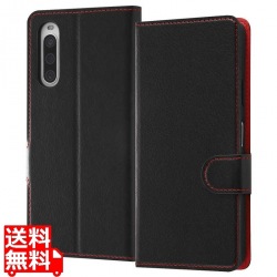 Xperia 10 IV 耐衝撃 手帳 マグ スリープ/ブラック/レッド 写真1