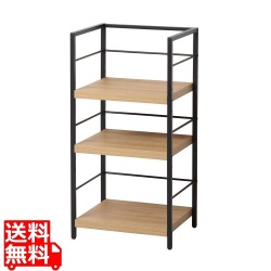 オープンラック 3段 サイドラック エンボス加工 傷がつきにくい 棚板3.8cm 重厚感 5cmピッチ プリンター台 モダンナチュラル クロシオ 23486 写真1