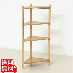 Bamboo コーナーラック4段 竹材使用 シンプル 耐久性が高い 軽量 移動が簡単 積み重ねOK ナチュラル 玄関 リビング 洗面所 写真1