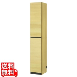 壁面収納 キャビネット 幅30cm 高さ180cm ナチュラルブラウン 本棚 耐震機能付き ソフトクローズ扉 リビング 収納 ポルターレリビング2 P2L-1830DNA 写真1