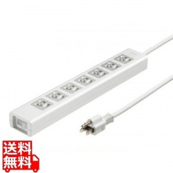 サンワサプライ 抜け止めシャッタータップ 雷ガード付き 7個口 集中スイッチ 3m TAP-F37SH-3Z 写真1