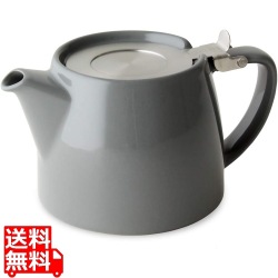 フォーライフ(FOR LIFE) ティーポット 陶器 400ml 2杯用 茶こし付き 食洗機対応 蓋が落ちない 片手で注げる グレー ミニスタンプティーポット 509Gry 写真1