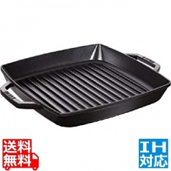 40511-683-0 ストウブ ピュアグリルスクエア 28cmブラック ※ IH対応 IH (100V/200V)とガス火対応 写真1