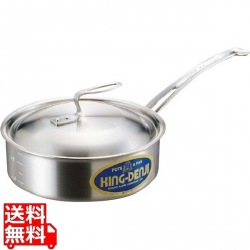 ニューキングデンジ 浅型片手鍋(目盛付) 24cm ※IH対応(100V/200V) 業務用 写真1