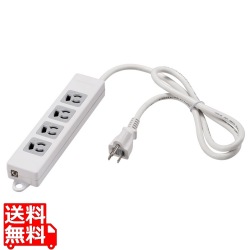 3ピン式電源タップ 4個口 5m ホワイト 変換アダプター付 写真1
