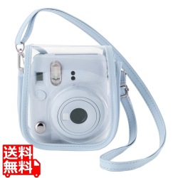 instax mini 12用(チェキ) カメラケース/クリア/ブルー 写真1