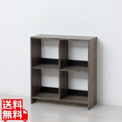 4マスラック 木目 幅69 奥行26.5 高さ75.5 ディスプレイラック マガジンラック オープンラック 背面化粧 雑誌 A4 ファイル収納 写真1