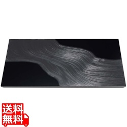 漆黒刷毛目 黒 長角トレー 黒漆流水 500×250×12mm 写真1