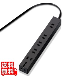 電源タップ 超強力マグネット付 5m 6口 雷ガード スイングプラグ 絶縁キャップ シャッター 耐熱性 安全 安心 ほこり防止 ブラック黒 写真1