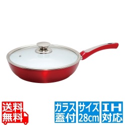 D&S シャイニーセラミックフライパン 28cm ガラス蓋付 写真1