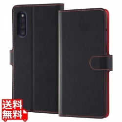 Galaxy A41 手帳 シンプル マグネット/ブラック/レッド 写真1