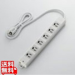 工事・物件に最適な3ピン 熱に強い 抜け止め マグネット付 電源タップ 6個口 1m グレー 写真1