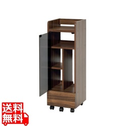 ゲーム機ラック キャスター付 縦型 強化ガラス 収納物が目立たない 開閉はプッシュ式 引出し付き スタイリッシュ 幅32cm スリム ブラウン 写真1