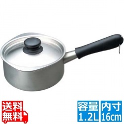18-8ミルクパン(蓋付) 16cm(つや消し) 31227 ※ ガス火専用 写真1