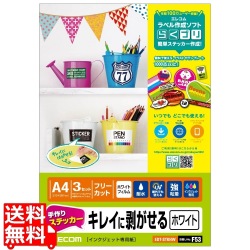 手作りステッカー/キレイに剥がせる/A4/ホワイト 写真1
