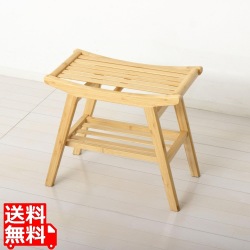 Bamboo スツール チェア ナチュラル 軽くて丈夫な竹材 完成品 サイドテーブル ディスプレイラックにも 棚付き 小物収納 玄関 寝室 高さ44cm 写真1