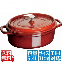 ピコ・ココット楕円 31cm グレナディン40509-366 ※ IH対応 IH (100V/200V)とガス火対応 写真1