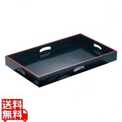 木製 四方手かけ付 脇取盆 黒天朱 11-312-15 写真1