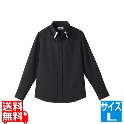 レイヤードBD衿長袖シャツ L ET-1312 BK×WT 写真1