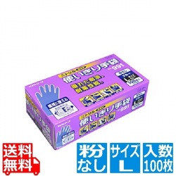 ニトリル使いきり手袋(粉なし) ブルー L(100枚入) 写真1