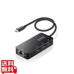 LANアダプター 有線 タイプC Giga USBハブ付 (USB-A×3) USB3.2(Gen1) 3.1(Gen1) 3.0 10 100 1000Mbps 【Windows Mac対応】 Type-C USB-C ブラック 写真1