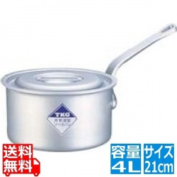 片手深型鍋アルミニウム(アルマイト加工) (目盛付)TKG 21cm ※ ガス火専用 写真1