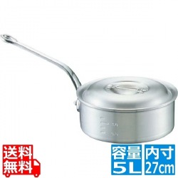 アルミ キング 浅型 片手鍋(目盛付) 27cm 業務用【ガス火専用】 写真1