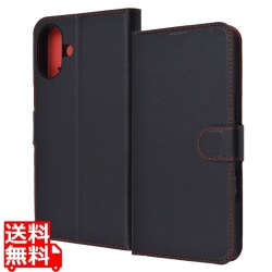 iPhone 16 Plus LS 耐衝撃 Mベルト シンプル 手帳型レザーC/BK_RD 写真1