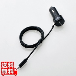 シガーチャージャー/Type-C/ストレートタイプ/1m/2.4A/ブラック 写真1