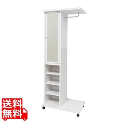 ミラー付ハンガーラック(ホワイト) 写真1