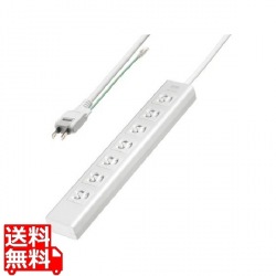 サンワサプライ 抜け止めシャッタータップ 雷ガード 7個口 3m TAP-F37SH-3SR 写真1