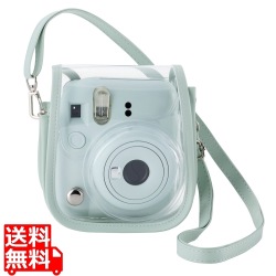 instax mini 12用(チェキ) カメラケース/クリア/グリーン 写真1