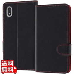 Xperia Ace III 耐衝撃 手帳 マグ/ブラック/レッド 写真1