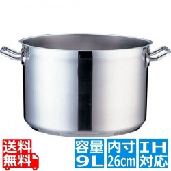 TKG PRO(プロ)半寸胴鍋(蓋無) 26cm ※ IH対応 IH (100V/200V)とガス火対応 写真1