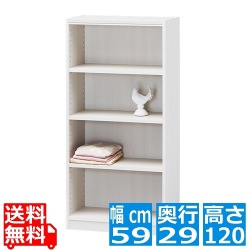 フリーラック タナリオ TNL-1259 WH | 幅:約59cm 高さ:約120cm ホワイト 白木目 全棚可動 シェルフ カラーボックス 書斎 オフィス 事務所 写真1