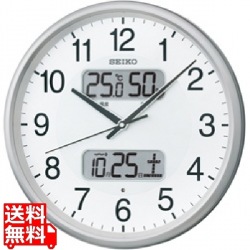 温湿度計カレンダー表示つき電波アナログ掛時計(銀) KX383S 写真1