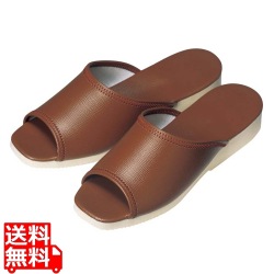 スリッパ(白厚底)前開き S-306 L ブラウン(013) 写真1