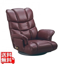 座椅子 ソフトレザー リクライニング 回転座面YS-1393 ワインレッド 宮武製作所 | ハイバック 写真1